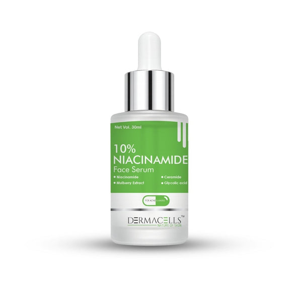 DERMACELLS 10% Niacinamide Face Serum 30ml | Zinc Serum for Acne Marks, Dark Spots, Oil Control & Clear Skin