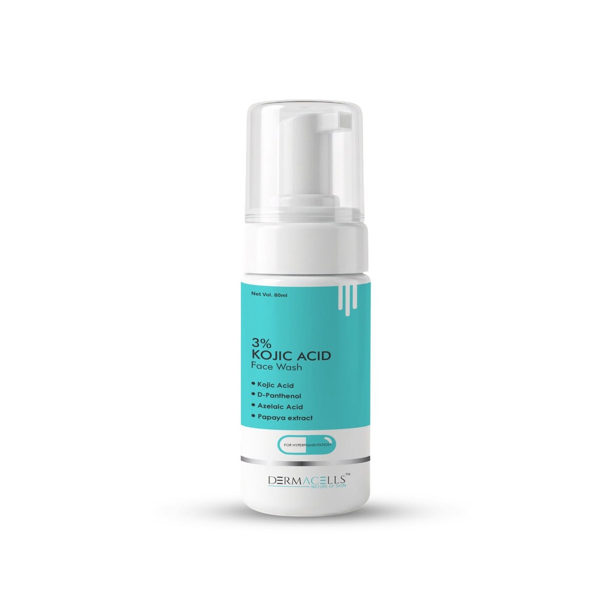 DERMACELLS 5% Kojic Acid Foaming Face Wash 100ml | Niacinamide & Alpha Arbutin Face Cleanser for Dark Spots, Pigmentation & Bright Skin