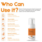 DERMACELLS 10% Vitamin C Foaming Face Wash 100ml | Built-In Brush Face Cleanser for Brightening, Deep Cleansing & Glowing Skin
