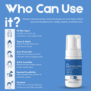 Dermacells 2% Salicylic Acid Foaming Face Wash with Witch Hazel, Willow Bark & Niacinamide for Oily and Acne-Prone Skin – 100 ml