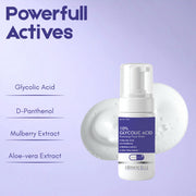 DERMACELLS 10% Glycolic Acid Foaming Face Wash with D-Panthenol, Mulberry & Aloe Vera Extracts – 100 ml